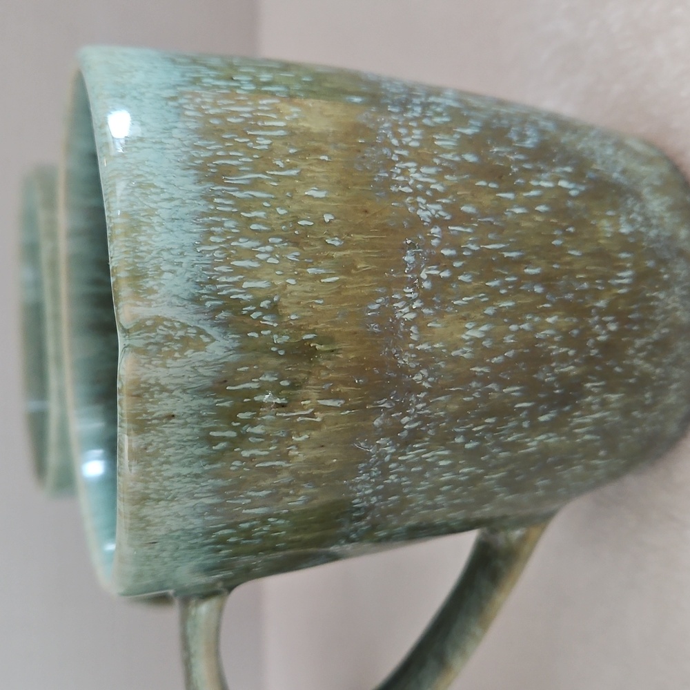 Williams Sonoma Green Cyprus Reactive Glaze Mid-Century Stoneware Mugs Set of 4 - Picture 4 of 12
